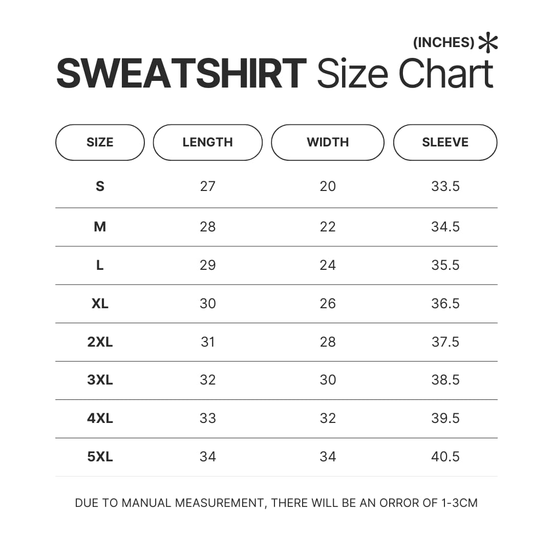 Sweatshirt Size Chart - Baba Is You Store