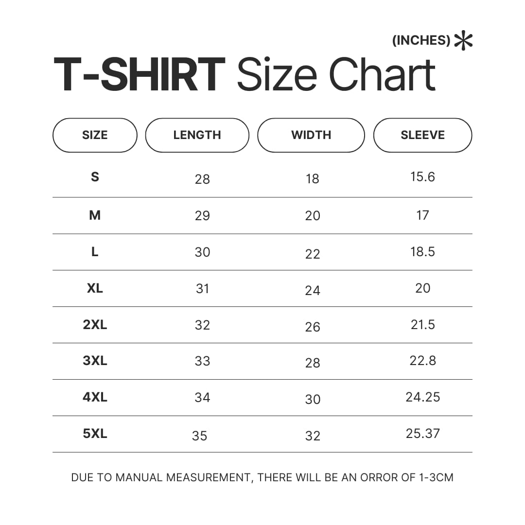 T shirt Size Chart - Baba Is You Store